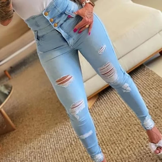 Pencil Pants Jeans Women Pencil Pants Bodycon High Waist Casual Long Pant Sheath Denim Trousers Tie Y2K Trouser Spring 2024.