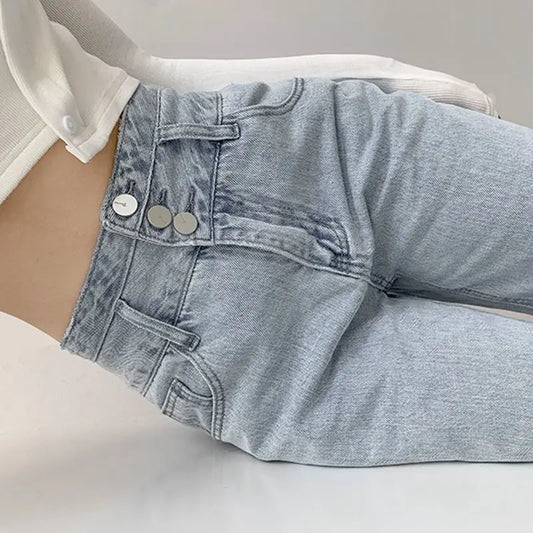 High Waist Loose Comfortable Jeans for Women Streetwear Fashionable Straight Pants Mom Jeans Washed Boyfriend Jeans.