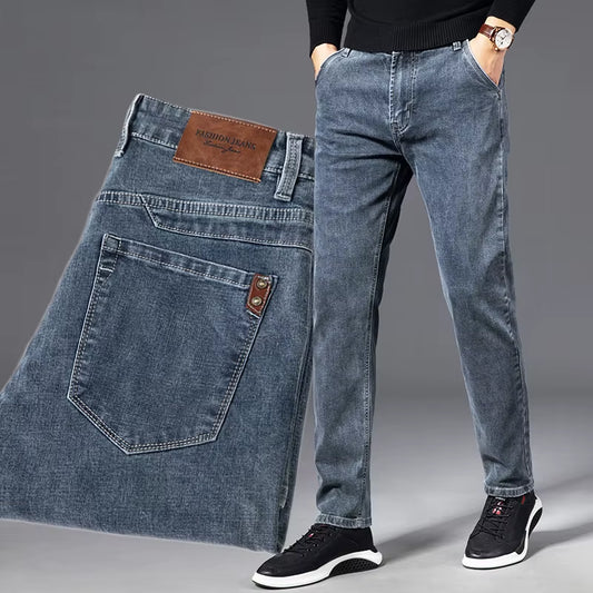 Autumn Summer Denim Jeans Men Straight Stretch Regular Jeans for Man Black Classic Vintage Mens Pant Big Size 29-38 40.