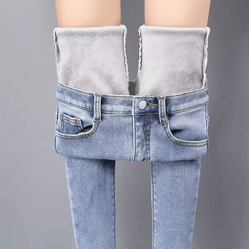 Winter Warm Jeans Woman 2022 High Waist Casual Velvet Ladies Trousers Female Pantalon Denim Jeans for Women Pants Clothe.