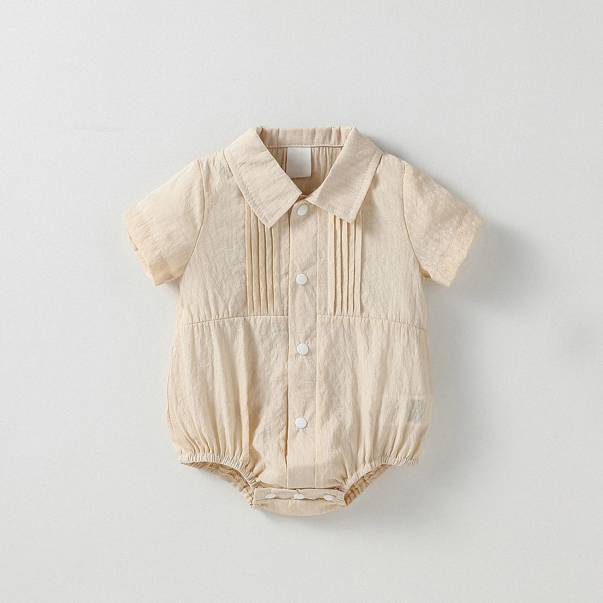 Baby Solid Jungen Kurzarm Button Up Kragen Body Sommer Alltag Overall