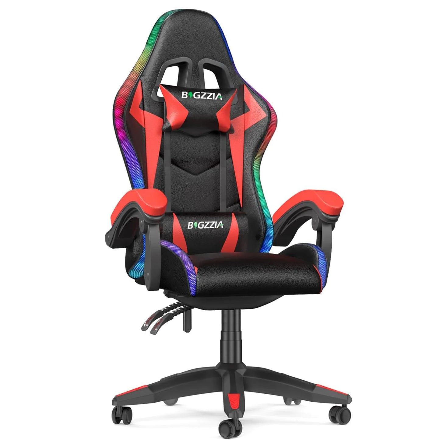 bigzzia Gaming Chair with LED RGB Gaming Chairs Ergonomic PC Chair with Headrest Gaming Chair RGB Light Lighting Computer Chair