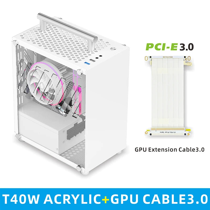 METALFISH T40 Mini ITX Black Case 7L Gaming Computer Chassis Compact transparent PC Support SFX PSU/70mm Cooler With Handle