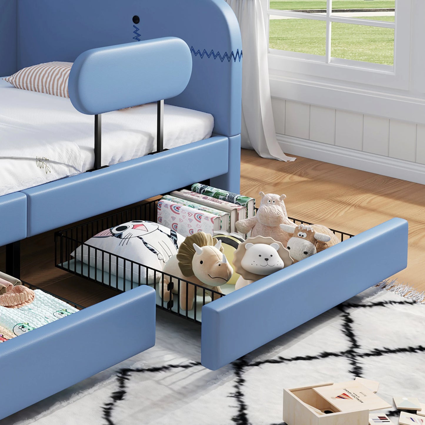 Kinderbtt Stabiler Metallrahmen mit Lattenrost und Erhöhten Seitenteilen für Sicheres Schlafen