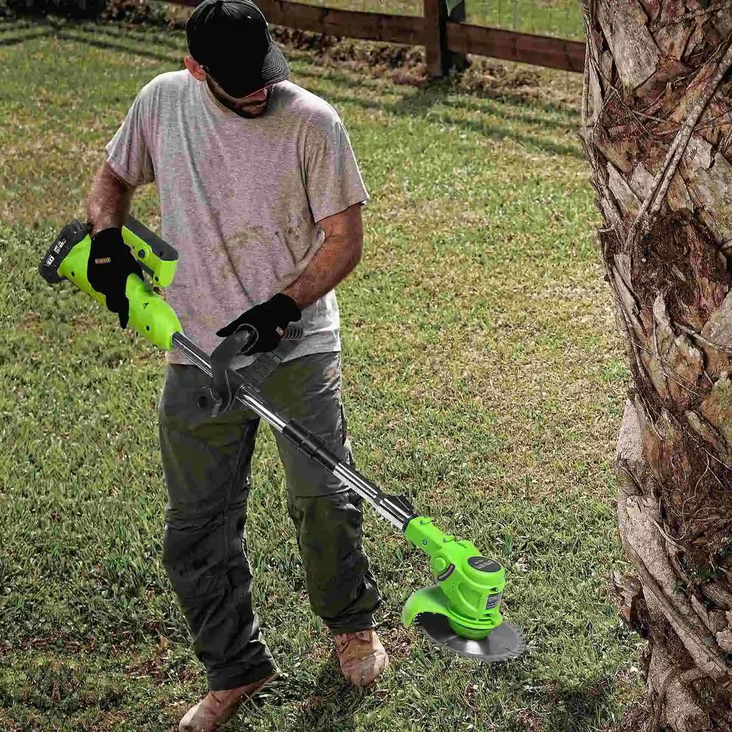 Elektrischer Rasenmäher, faltbar, für Zuhause, Garten, Rasentrimmer, 90 cm, verstellbare Größe, Hand-Backwerkzeug für 21 V-Batterie