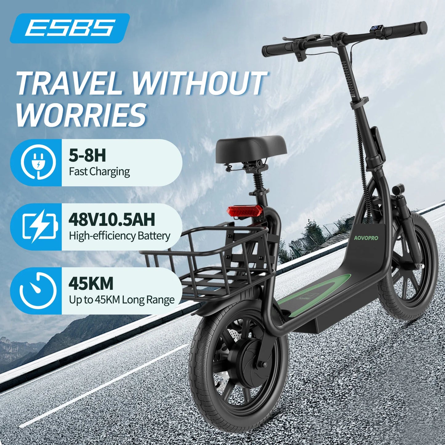 2025 New LPESBS Dual Brake Electric Scooter 500W Super Motor 35KM/H Fast Speed Portable Electric Scooter 45KM Long Range Scooter.