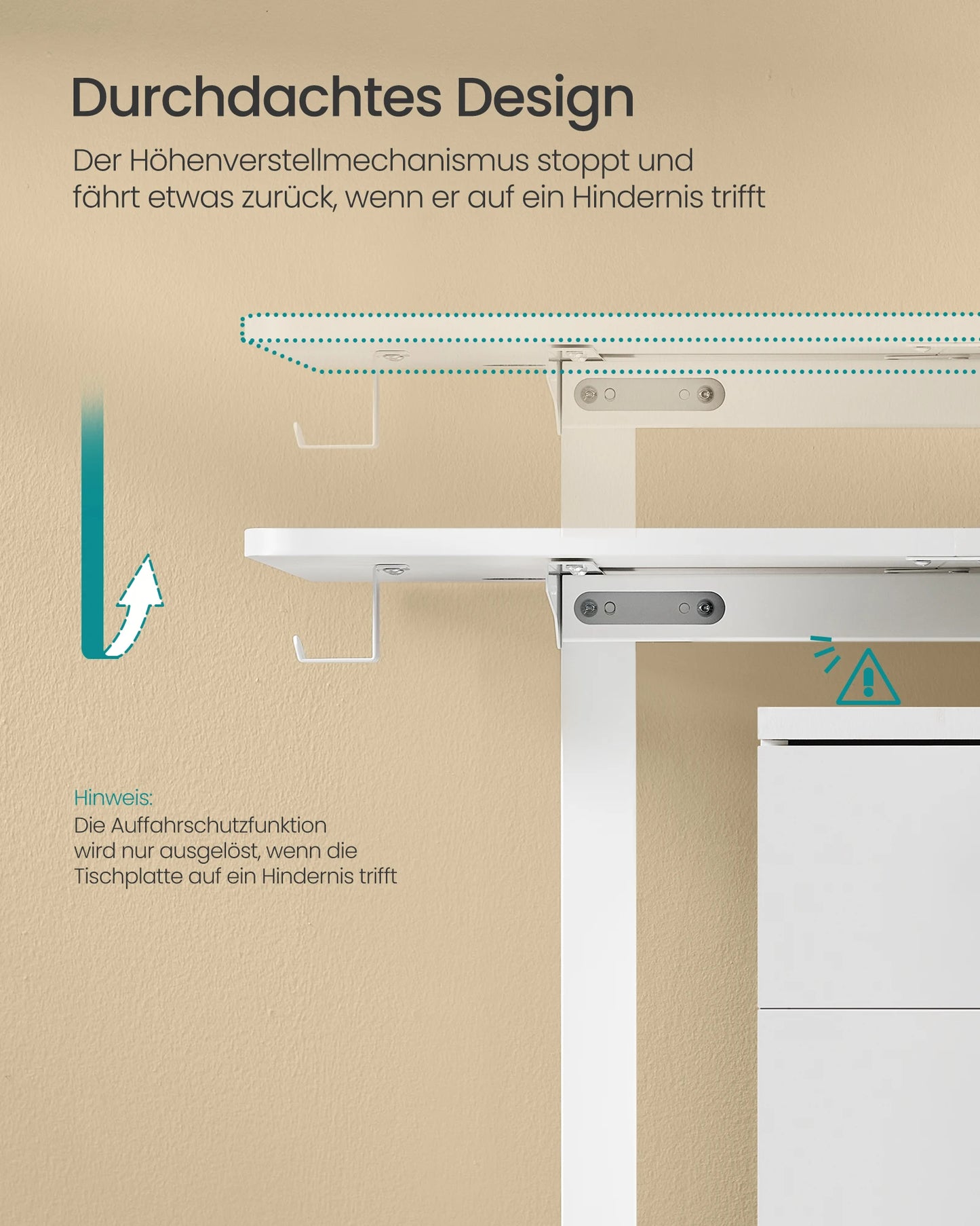 SONGMICS Höhenverstellbarer Schreibtisch elektrisch, 70 x 160 x (72-120) cm, Verstellbarer Tisch, Memory-Funktion für 4 Höhen