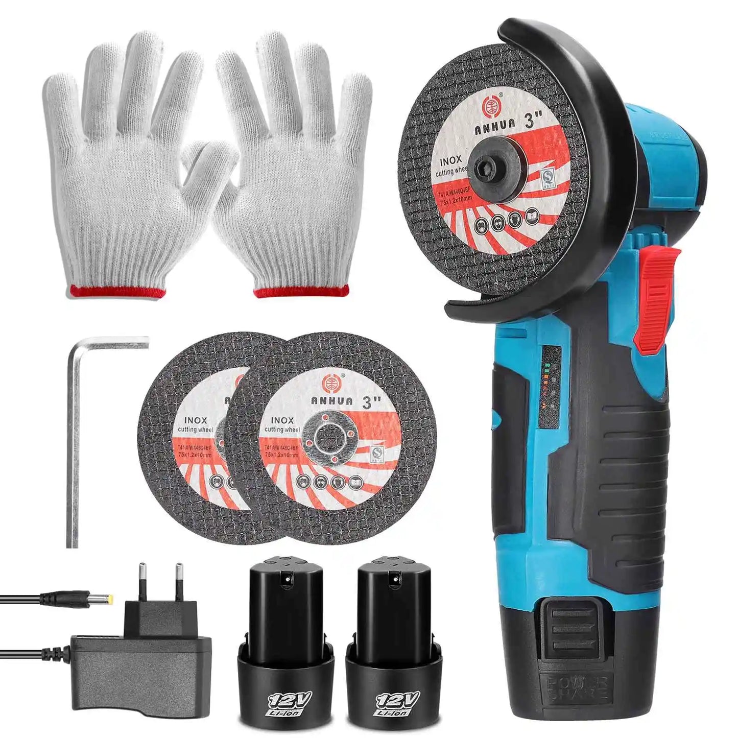 12 V Mini-Winkelschleifer Mini-Haushalt wiederaufladbar 19500 U/min Schneidemaschine Poliermaschine Elektroschleifer Poliermaschine