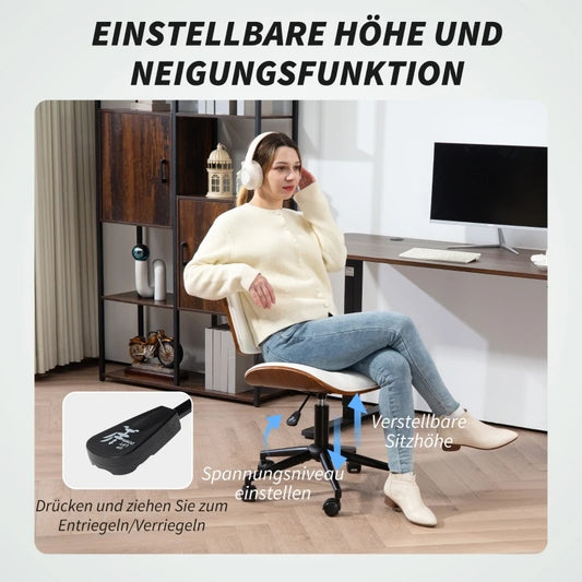 Rosahqnda Home-Office-Stuhl, ergonomischer Computer-Schreibtischstuhl mit verstellbarer Höhe, drehbarer Lounge-Arbeitsstuhl