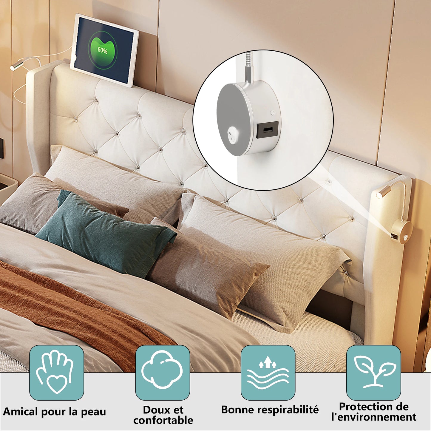Rosahqnda Modernes Polsterbett, Doppelbett 140/160 x 200 cm, Boxspringbett, hydraulisches Bett mit viel Stauraum, ohne Matratze