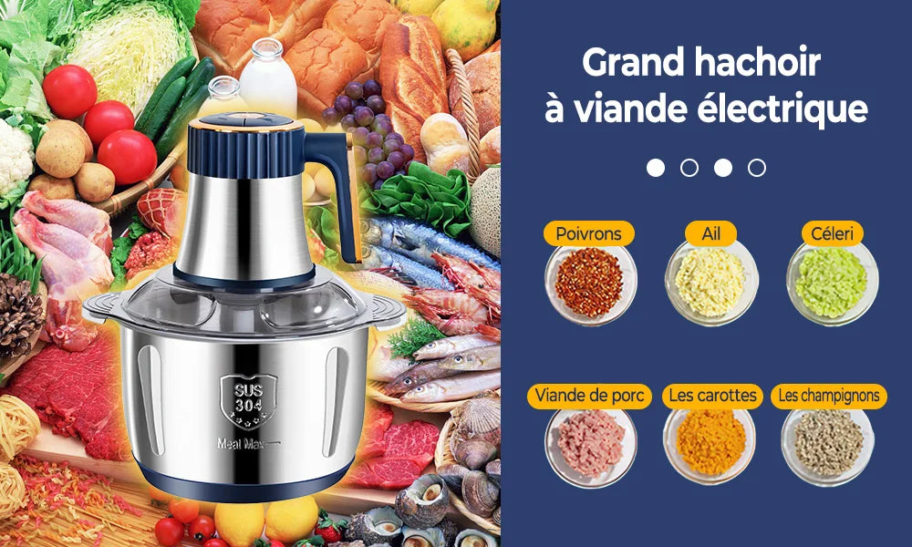 Electric Meat Grinders 5L Food Crusher Stainless Steel Multifunctional Vegetable Slicer Processor Chopper Kitchen Blenders.
