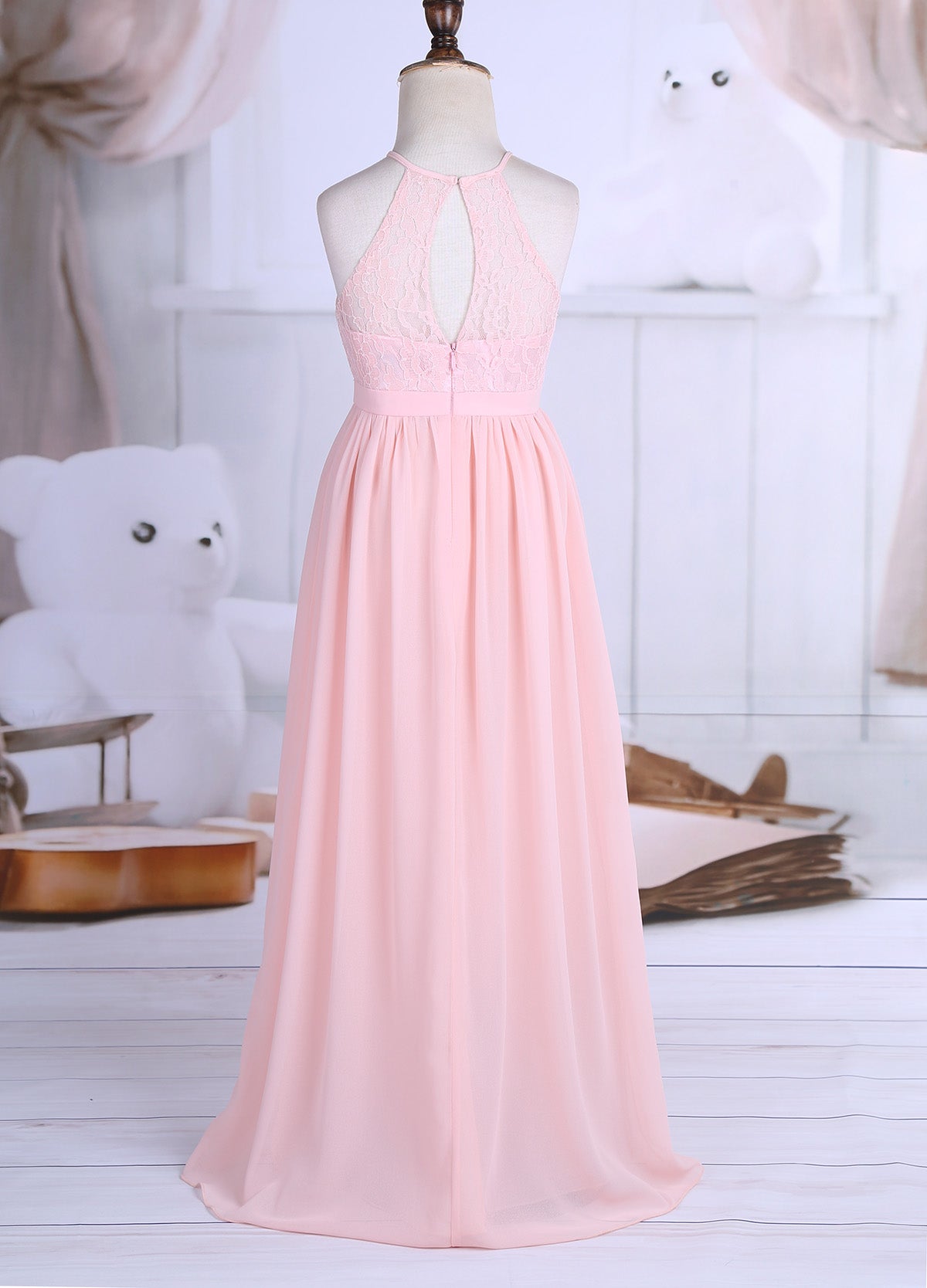 Sommer Mode Blume Mädchen Kleid Hochzeit Geburtstag Party Kinder Lange Kleid Vestido Elegante Halter Neck Floral Spitze Prinzessin Kleid