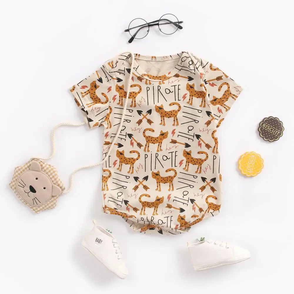 Sanlutoz Kurzarm Baby Jungen Mädchen Sommer Bodys Baumwolle Kleinkinder Kleidung Onesies Niedlichen Cartoon Druck