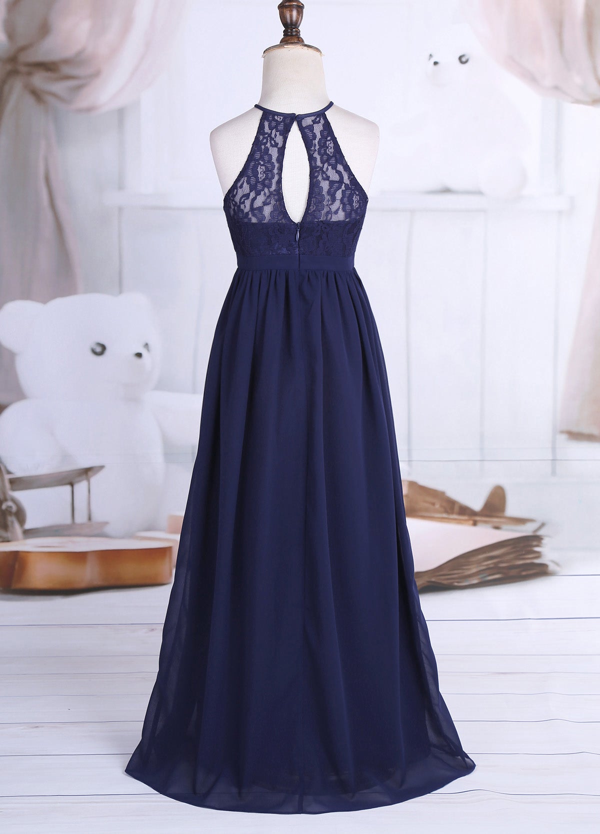 Sommer Mode Blume Mädchen Kleid Hochzeit Geburtstag Party Kinder Lange Kleid Vestido Elegante Halter Neck Floral Spitze Prinzessin Kleid