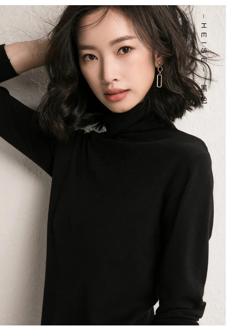 Herbst-Winter-Pullover mit Rollkragen, schmale Passform, Basic-Pullover, 2025, modische koreanische Strickoberteile, Bodenbildung, Damenpullover, Stretch-Pullover