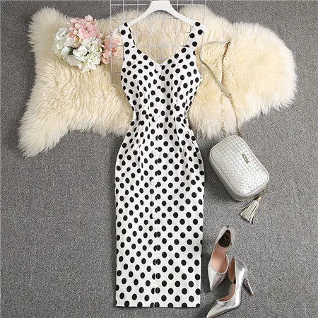 ALPHALMODA-Stretchy Tank-Kleid für Damen, schmales Baumwollkleid, einreihig, Blumendruck, elegant, Sommer, neu