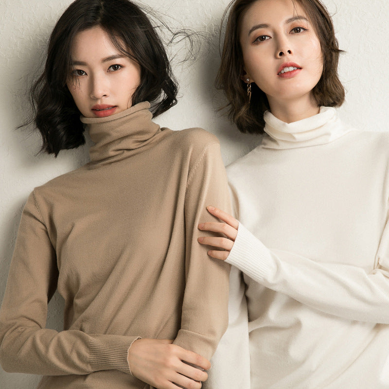 Herbst-Winter-Pullover mit Rollkragen, schmale Passform, Basic-Pullover, 2025, modische koreanische Strickoberteile, Bodenbildung, Damenpullover, Stretch-Pullover