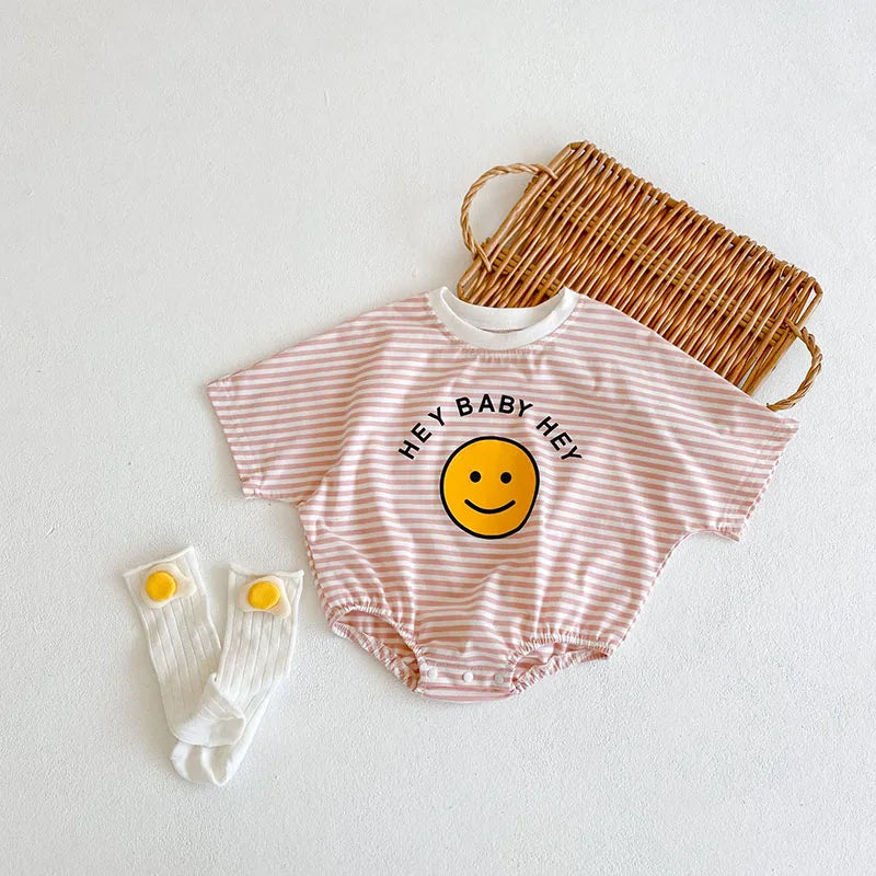 2024 neue Sommer Baby Bodys Mädchen Overalls Infant Jungen Gestreiften Einteilige Neugeborenen Kleidung