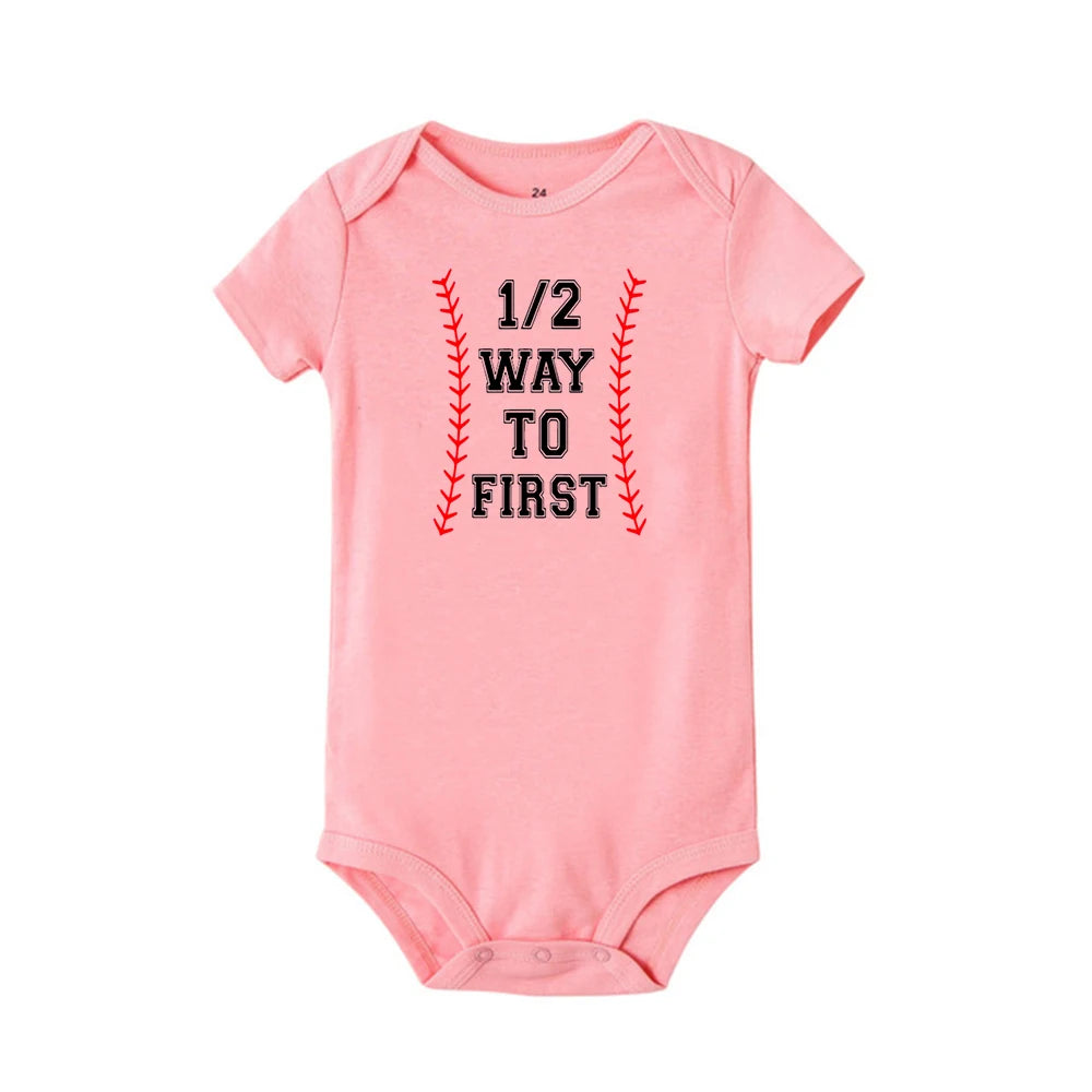 Eine hälfte geburtstag strampler Halb brithday hemd 1/2 Halb Geburtstag einteiliges Junge halbe geburtstag outfits Geschlecht Neutral Baby geschenk