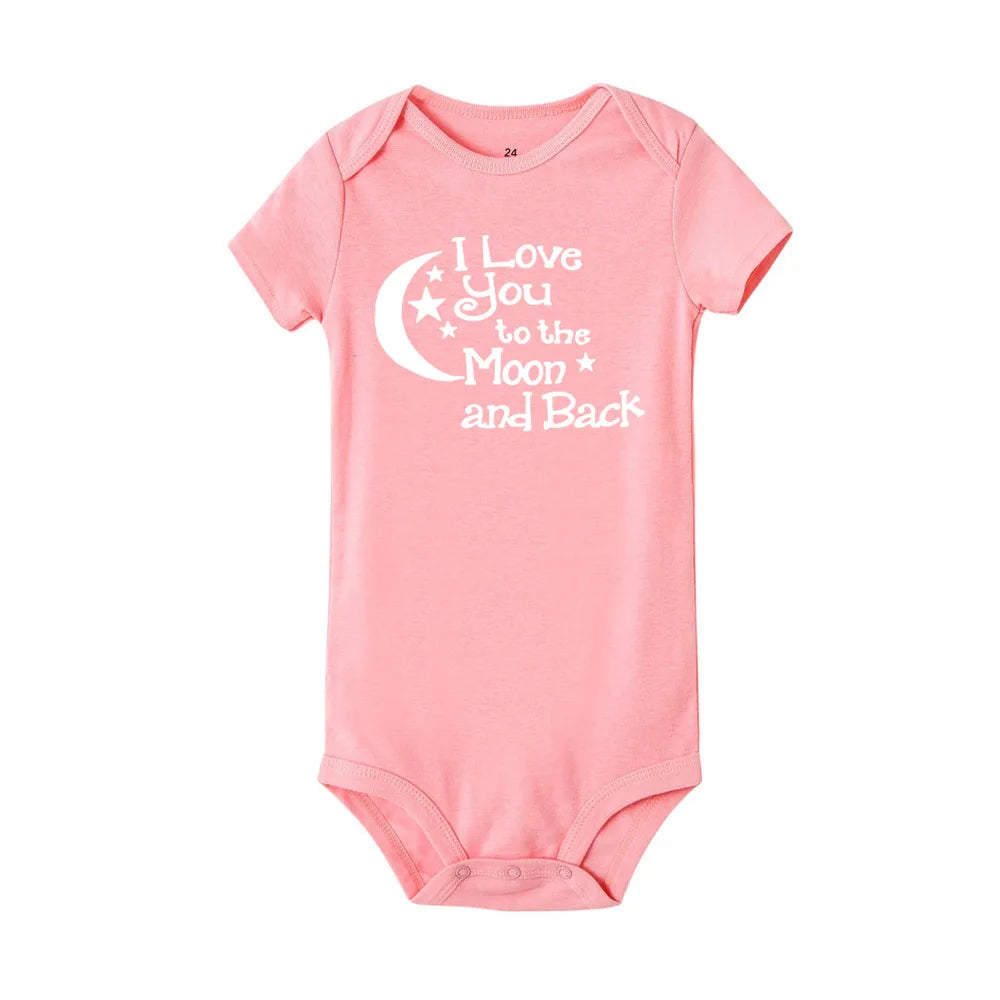 ICH LIEBE DICH ZUM MOND UND ZURÜCK & My Auntie Liebt Mich Gedruckt Jungen Mädchen Infant Playsuits Ein Stück schöne Baby Kid Romper Body