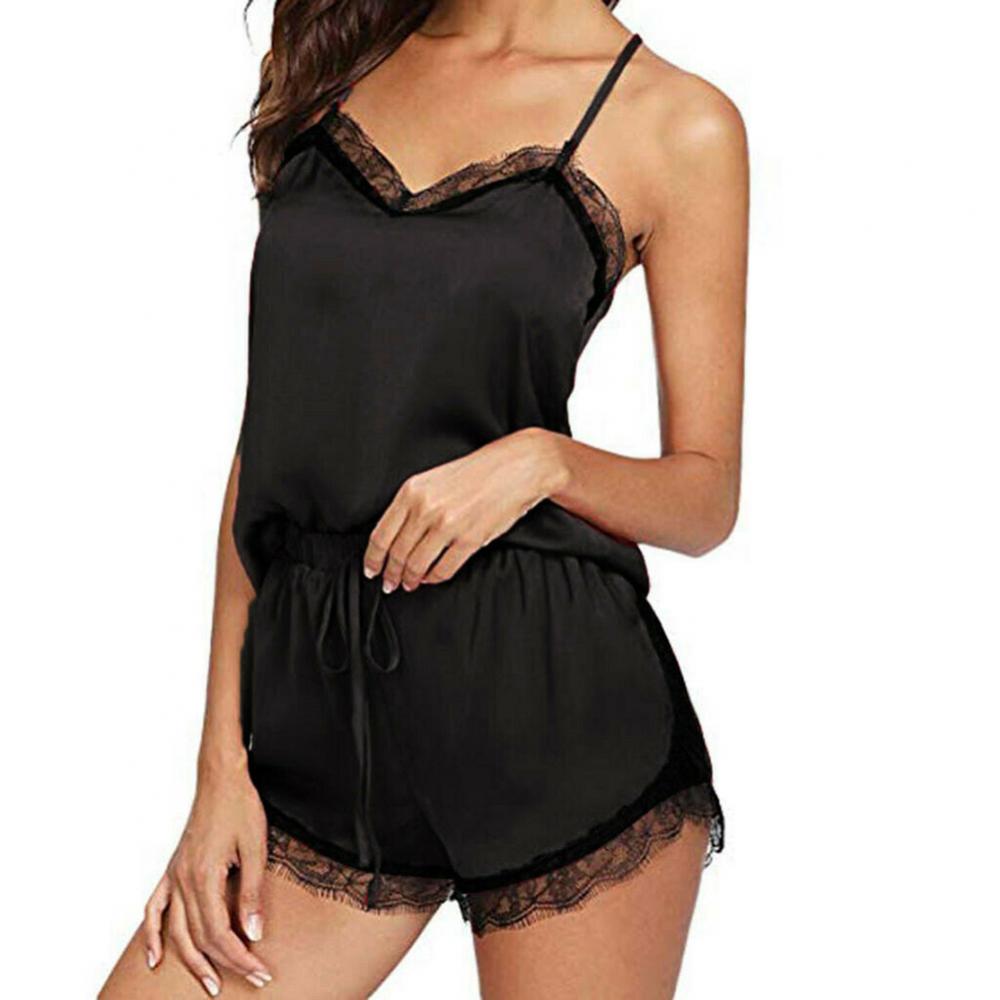 Heißer verkauf damen sommer sexy seide spitze einfarbig pyjamas leibchen top shorts haut-freundliche hause unterwäsche pyjamas set einzelhandel
