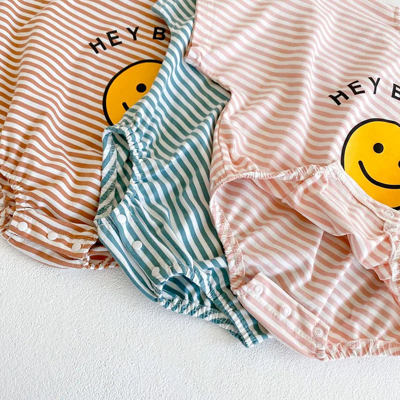 2024 neue Sommer Baby Bodys Mädchen Overalls Infant Jungen Gestreiften Einteilige Neugeborenen Kleidung