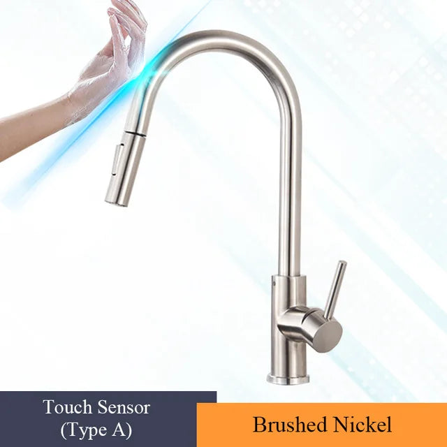Pull Out Touch Sensor Kitchen Faucet 360 Rotation Smart Kitchen Faucet Sensor Tap Faucet Single Handle Mixer Tap
