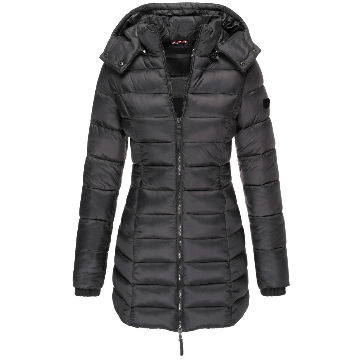 Winter Jacken für Frauen Zipper Mit Kapuze Baumwolle Gepolsterte Jacken Langarm Warme Mantel Schlank Parka Weibliche Tragbare Outwear