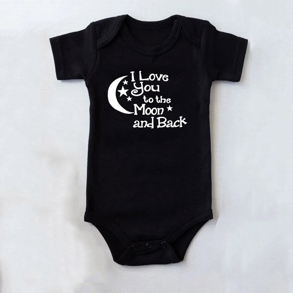 ICH LIEBE DICH ZUM MOND UND ZURÜCK & My Auntie Liebt Mich Gedruckt Jungen Mädchen Infant Playsuits Ein Stück schöne Baby Kid Romper Body