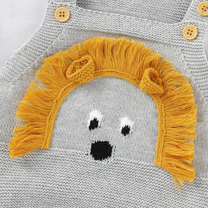 Baby-Body, niedlicher Cartoon-Löwe, Kleinkind-Säuglings-Onesies, 100 % Baumwolle, gestrickt, für Neugeborene, Kinder, Kleidung, einteiliger Overall, ärmellos