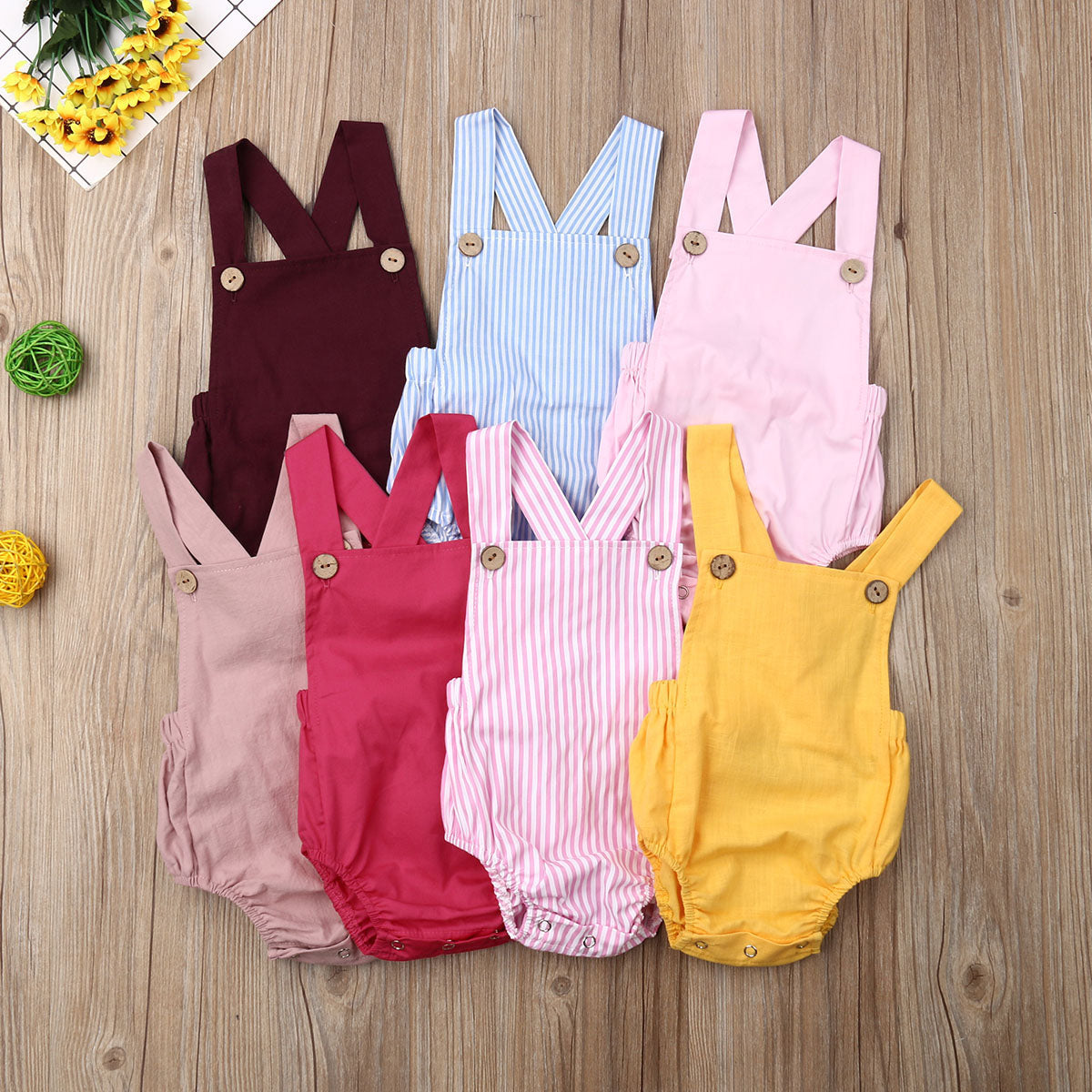 0-3y Baby Sommerkleid ung Neugeborene Baby Boy Mädchen Baumwolle Bodysuit gestreift solide lässige Overall Outfits Sonnen anzug