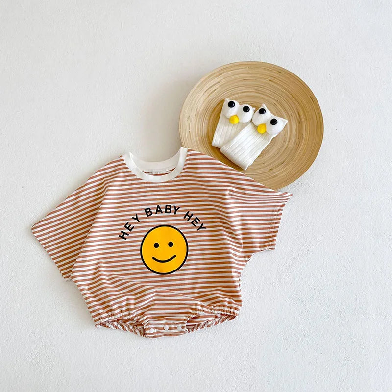 2024 neue Sommer Baby Bodys Mädchen Overalls Infant Jungen Gestreiften Einteilige Neugeborenen Kleidung
