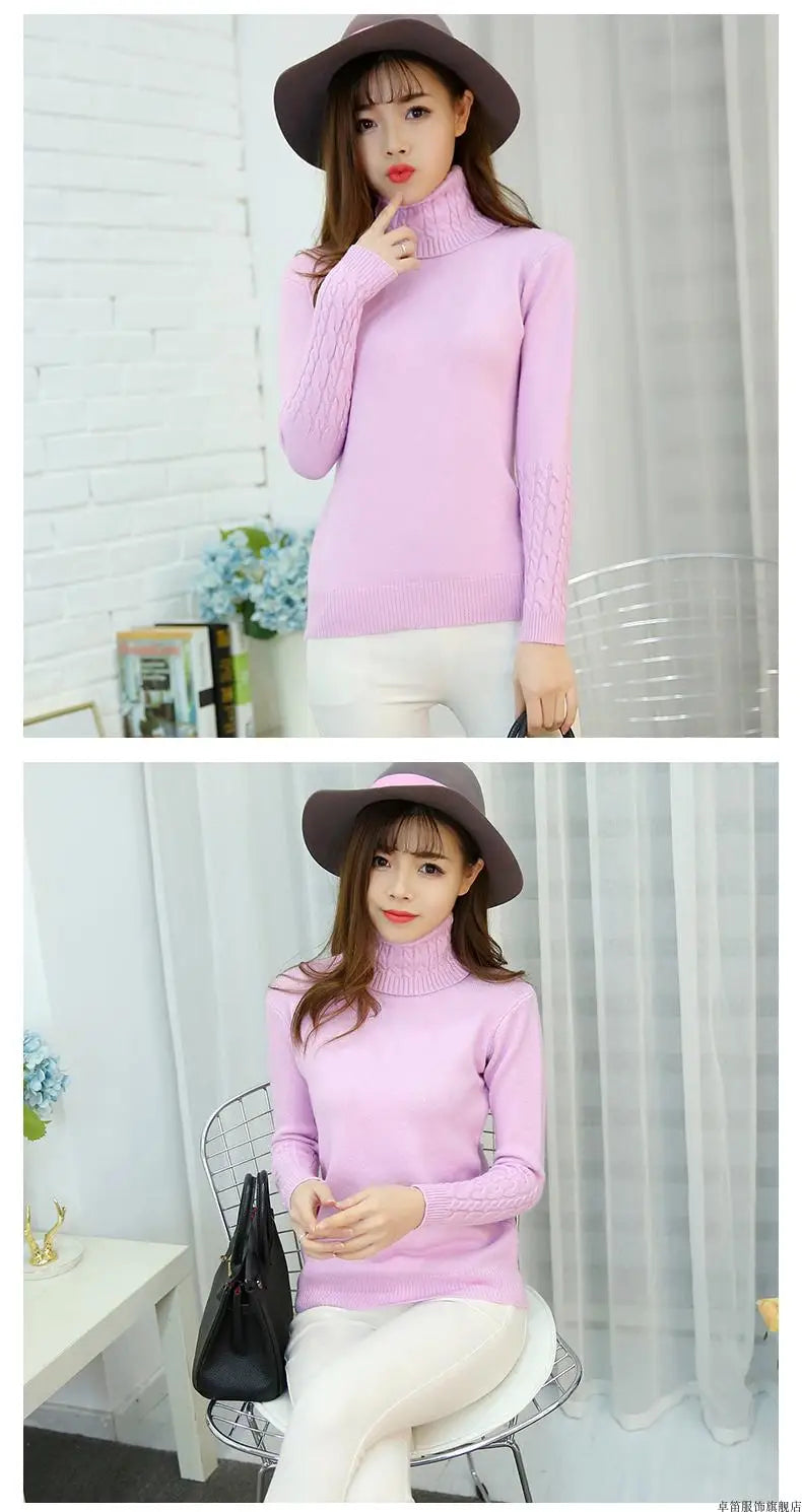 Frauen Pullover Rollkragen Pullover Herbst Winter Pullover Neue 2025, Lange Ärmel Dicke Warme Weibliche Pullover Khaki