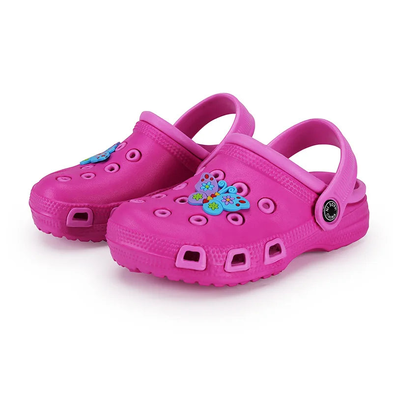 EUR24-35 Children Mules Clogs Kids Summer Garden Cute Cartoons Shoes Girl Boy Beach Shoes Candy Color Hole Baby Shoes Sandals.