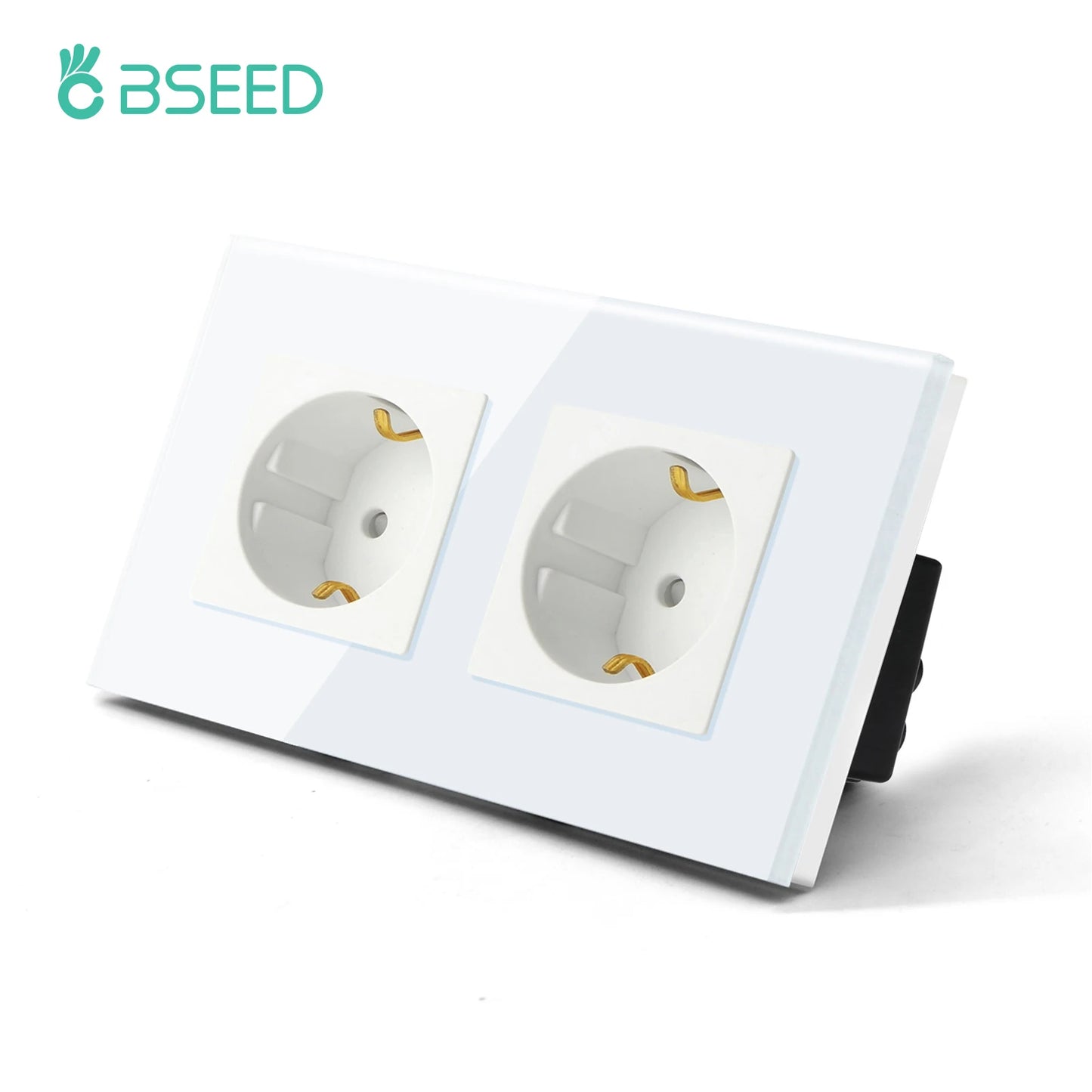 BSEED 1/2/3Gang Touch Licht Schalter 1Way Einfache Sensor Schalter Typ-c USB Steckdosen EU Standard glas Panel Blaue Hintergrundbeleuchtung 10A Weiß