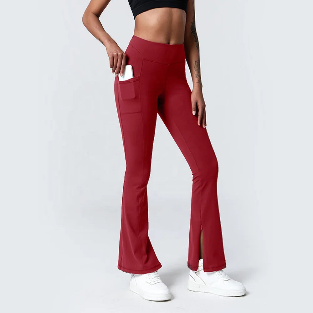 Luluyun Bottom Zipper up Leg Open Wide Leg Pants for Women Casual Elastic High Waist Loose Long Pants
