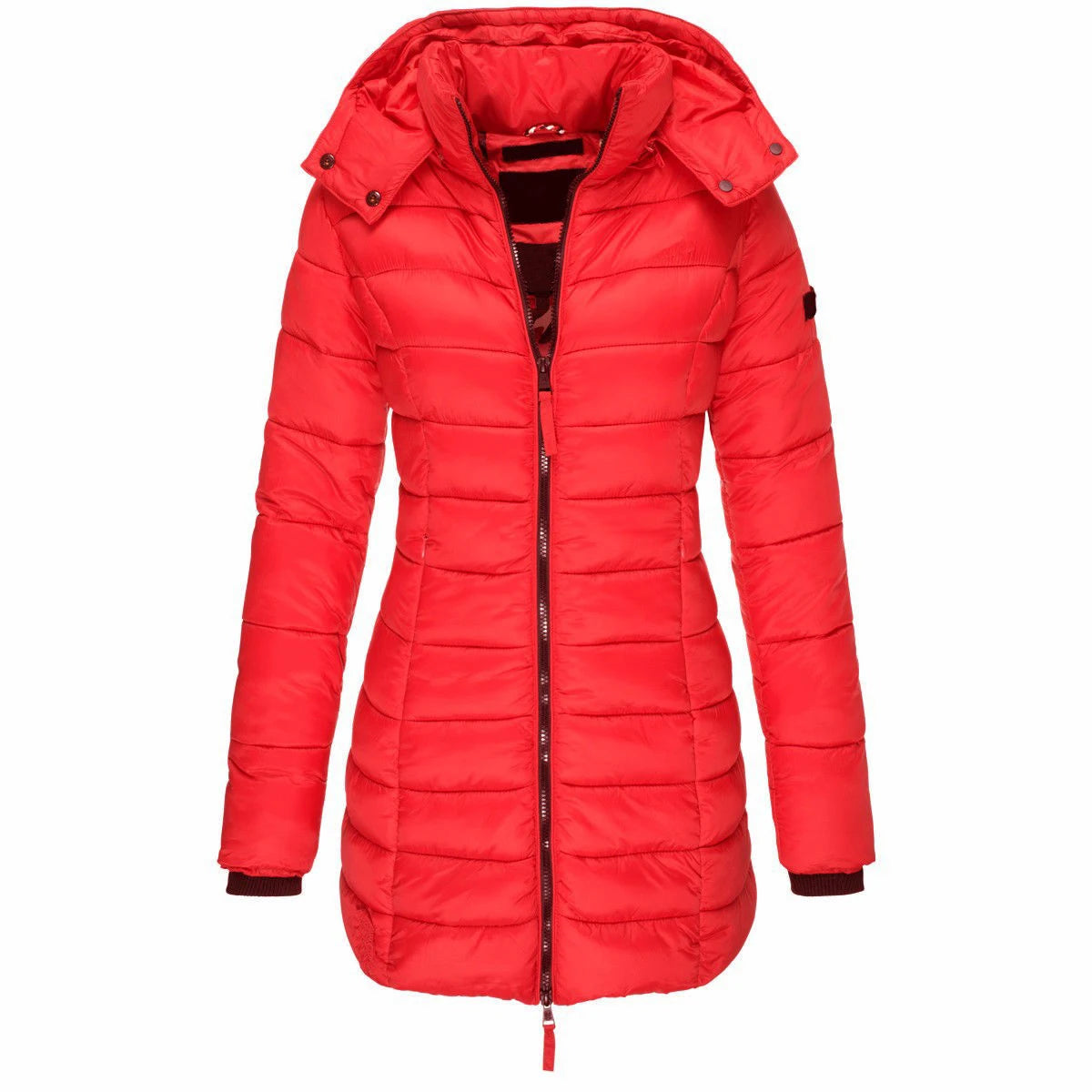 Winter Jacken für Frauen Zipper Mit Kapuze Baumwolle Gepolsterte Jacken Langarm Warme Mantel Schlank Parka Weibliche Tragbare Outwear