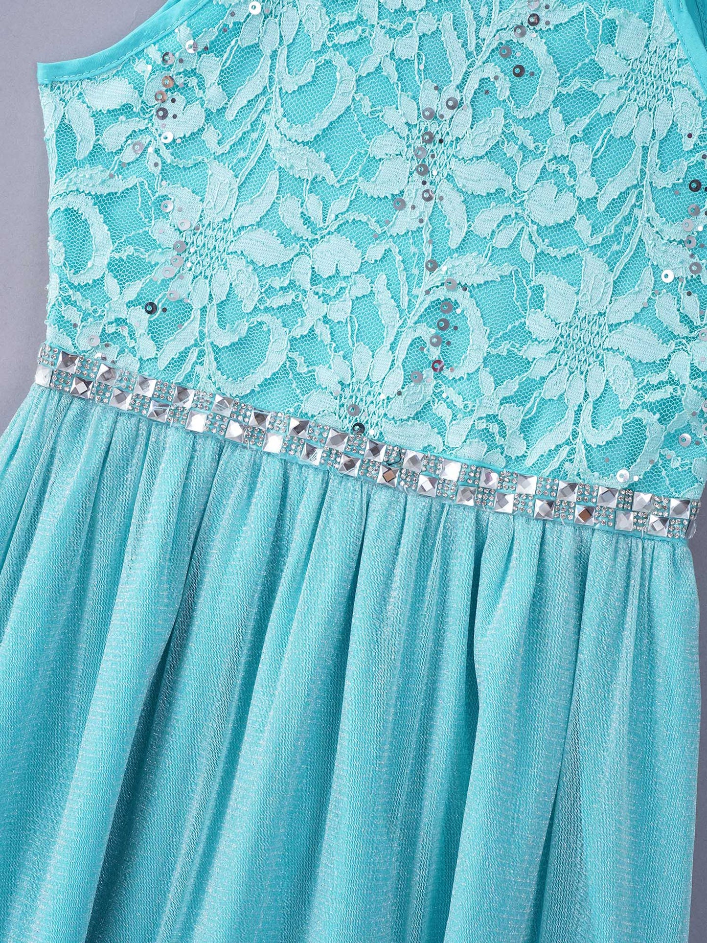 Iiniim Teen Mädchen Ärmellose Pailletten Floral Spitze Glänzenden Kleid Vestido de festa für Hochzeit Formale Geburtstag Party Sommer Kleider