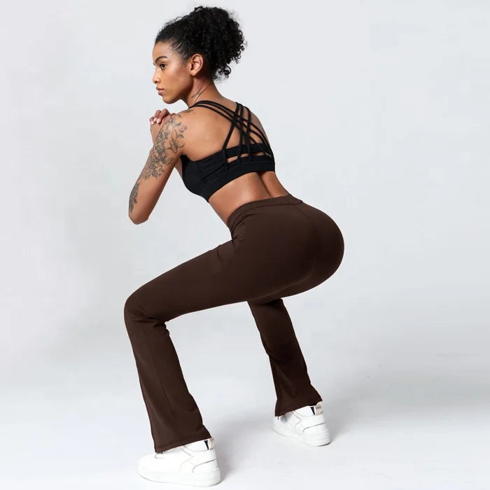 Luluyun Bottom Zipper up Leg Open Wide Leg Pants for Women Casual Elastic High Waist Loose Long Pants