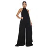 Women Fashion New Loose Sleeveless Solid Color Halter Sexy Backless Wide Leg Long Pants Lady Siamese Trousers Casual Jumpsuit