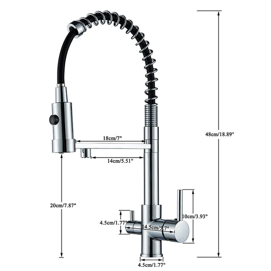 Black Filtered Kitchen Water Filter Kitchen Faucets Dual Spout Filter Faucet Mixer Water Purification Water Crane For Kitchen