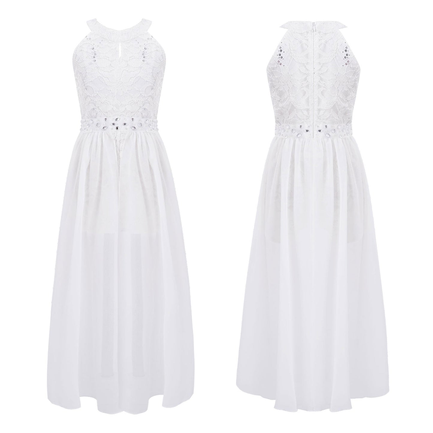 Kinder Mädchen Ärmellose Blumen Spitze Strass Party Kleid Dance Strampler für Schule Pageant Geburtstag Hochzeit Bühne Leistung