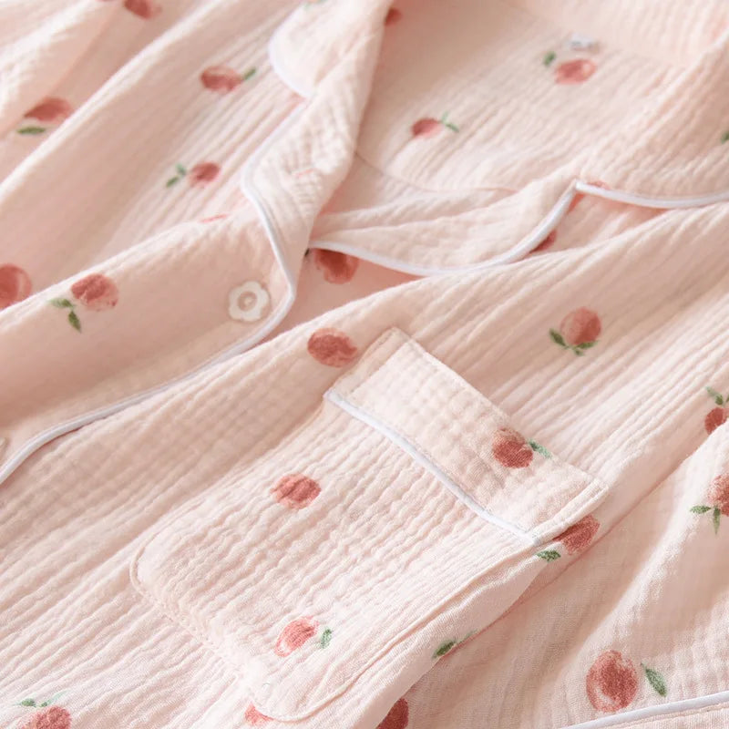 2025 sommer Damen Kurzarm Shorts Pyjamas Set 100 % Baumwolle Krepp Tuch Dünne Hause Service Zwei-stück Frühling und Herbst Lose