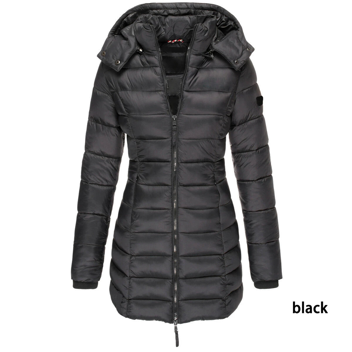 Winter Jacken für Frauen Zipper Mit Kapuze Baumwolle Gepolsterte Jacken Langarm Warme Mantel Schlank Parka Weibliche Tragbare Outwear