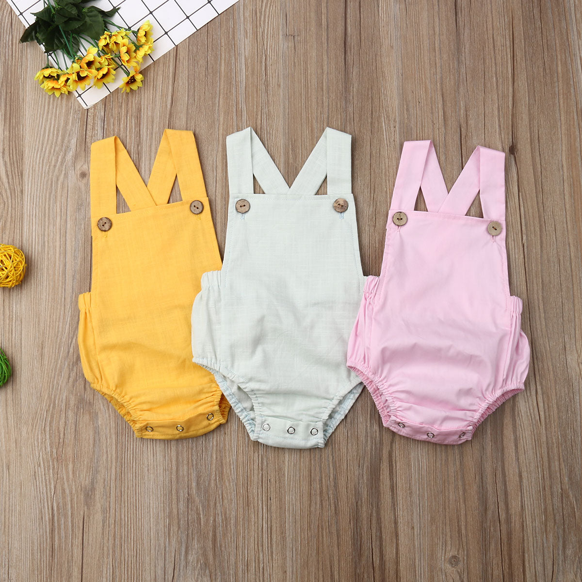 0-3y Baby Sommerkleid ung Neugeborene Baby Boy Mädchen Baumwolle Bodysuit gestreift solide lässige Overall Outfits Sonnen anzug