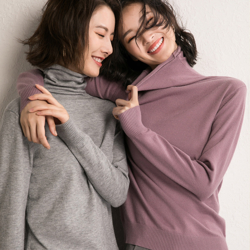 Herbst-Winter-Pullover mit Rollkragen, schmale Passform, Basic-Pullover, 2025, modische koreanische Strickoberteile, Bodenbildung, Damenpullover, Stretch-Pullover