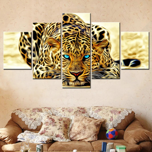 Blue Eyes Leopard Wall Art Canvas Set Animal Pictures Modular Canvas Paintings for Living Room Decoration Modern Home Decor.