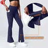 Luluyun Bottom Zipper up Leg Open Wide Leg Pants for Women Casual Elastic High Waist Loose Long Pants