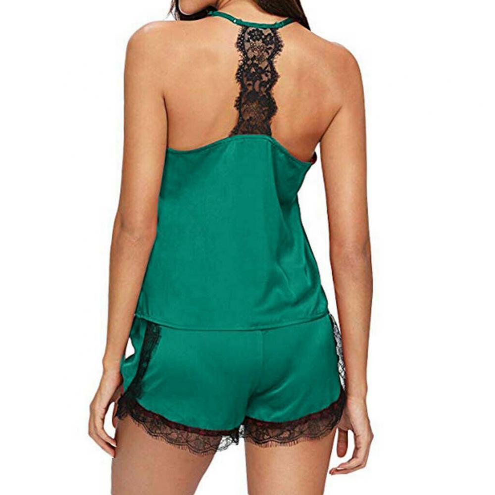 Heißer verkauf damen sommer sexy seide spitze einfarbig pyjamas leibchen top shorts haut-freundliche hause unterwäsche pyjamas set einzelhandel