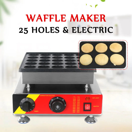 ITOP Mini Poffertjes Maker Mini Pancake Waffle Muffin Machine 25 Holes Commercial 800W Non-stick, Fast Heating, Heavy Duty.